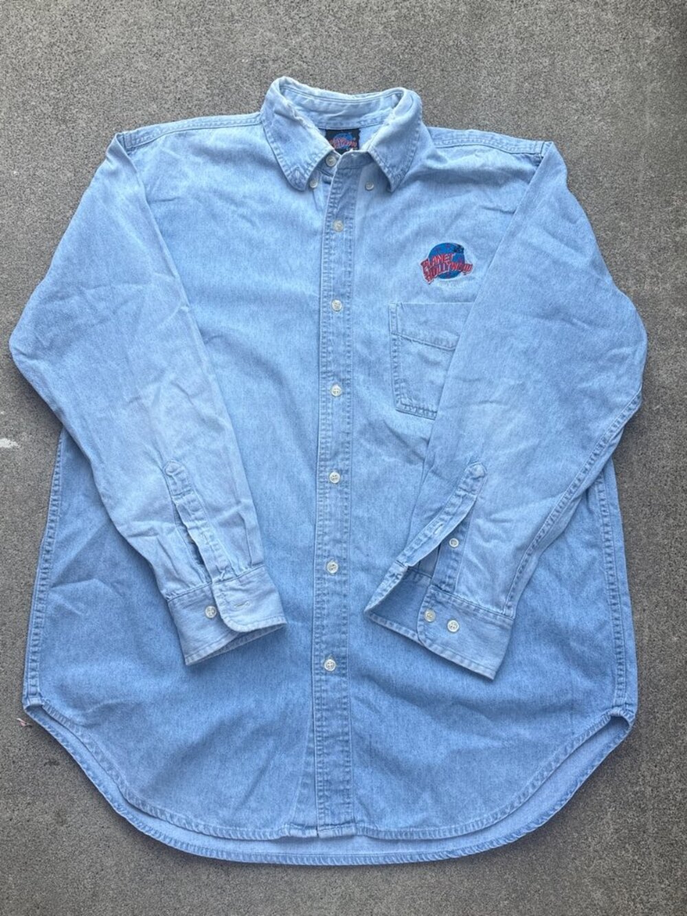 Vintage 90s Planet Hollywood Vancouver Denim Button-Down Shirt - Picture 2 of 3